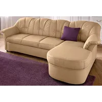 Ecksofa DOMO COLLECTION "Flores Schlafsofa, B/T/H: 233/142/86 cm, L-Form", beige (sand), B:231cm H:84cm T:142cm, Kunstleder SOFTLUX / Struktur ( 90% Polyester, 10% Polyacryl );NaturLEDER (echtes Rindsleder) in Sitz und Rücken. Korpus in passendem Kunstleder SOFTLUX bezogen;Microfaser PRIMABELLE (100% Polyester) / Struktur ( 100% Polyester ), Sofas, Ecksofa, wahlweise mit Bettfunktion, wahlweise mit Federkern, auch in Leder
