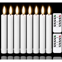 Yeelida 16cm batteriebetriebene LED stabkerzen mit zwei Fernbedienungen,weiße flammenlose flackernde elektrische 8er-Packung LED-Kerzen (2cm Durchmesser, langanhaltend)