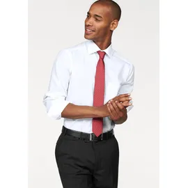 Olymp Luxor modern fit, extra lange Ärmel, bügelfrei, mit Brusttasche 45, weiß, Herren, Gr. Normaler Arm, 100% Baumwolle, Hemden