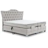 Fun Möbel Boxspringbett Elektrisch Bett FAUSTO 200x200cm in Stoff Wind Grau - Grau