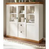 furn.design Highboard 148 x 139 cm Weiß / Eiche