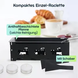 ideoon Faltbares Raclette-Teelicht für 1-2 Personen schwarz