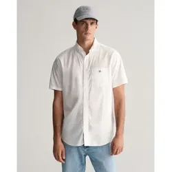 Gant für Herren. 3000101 Regular Fit Hemd aus weißer Popeline (M), Lässig, Baumwolle, Kurzarm