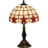 Uziqueif Tiffany Tischlampe, 12 Zoll Dekorative Tischlampe Aus Buntglas, Vintage deko Nachttischlampen Für Schlafzimmer, Lampenfassung Aus Zinklegierung Tiffany Lamp,Rot