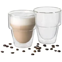 Mulex Latte-Macchiato-Glas Mulex Gläser Set Duo Small, 2-tlg., Borosilikatglas, doppelwandiges Trinkglas ideal f. Kaffee, Cappuccino, Latte Macchiatto weiß
