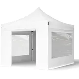 TOOLPORT Faltzelt Professional 3x3 m - mit 4 Seitenteilen (Panoramafenster) Faltpavillon ALU Pavillon Partyzelt weiß