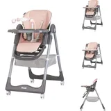 Chipolino Chiplolino Kinderhochstuhl First Spoon Räder klappbar Spielbogen Gurt Fußstütze rosa