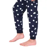 normann Pyjama Mädchen Schlafanzug langarm mit Bündchen Blau 140