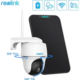 Reolink 4MP 355°/140° PTZ Solar/Akku-Überwachungskamera Outdoor mit 2,4/5GHz WiFi, Personen-/Fahrzeugerkennung, PIR-Sensor, 2-Wege-Audio, Argus PT