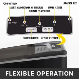 Vevor 12kg Eiswürfelmaschine mit LCD Anzeige Eiswürfelbereiter Schwarz Kommerzielle Eismaschine Ice Maker - Schwarz
