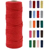 POPOYU Makramee Garn 2mm, Makramee Garn Rot, Makramee Baumwollgarn 2mmx100m, Baumwollkordel Natur, Baumwoll Bastelschnur für Basteln Stricken Boho Deko DIY Handwerk Wandbehang Makramee-Seil Balkon