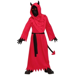 Fun World Kostüm Teufel Kostüm für Kinder mit Leuchtaugen, Düsteres Dämonenkostüm mit krassem Leuchteffekt! rot 152-164
