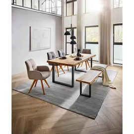 Linea Natura Armlehnstuhl Stoff taupe Wildeiche