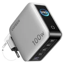 UGREEN 100W GaN Tech Nexode Pro Fast Wall Charger with Smart Display & Touch Control Grey. 5-in-1, 1x USB-A &, 4x USB-C