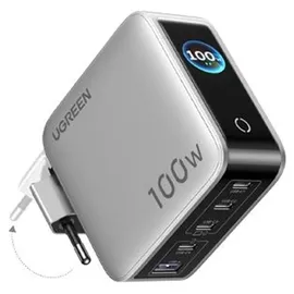 UGREEN 100W GaN Tech Nexode Pro Fast Wall Charger with Smart Display & Touch Control Grey. 5-in-1, 1x USB-A &, 4x USB-C