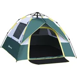 Outsunny Campingzelt für 3 Personen Pop-up Kuppelzelt mit Fenster, Packtasche, Haken, Bodenplane, Familienzelt mit 1000mm Wassersäule Zelt für Camping Reise Trekking Garten