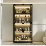 HOMSEE Glasvitrine mit 3-Farben LED-Beleuchtung und 4 Ablageebenen, 80 x 35 x 165 cm (1-St) Sammlervitrine mit Sicherheitsglas für Wein, Uhren und Figuren schwarz
