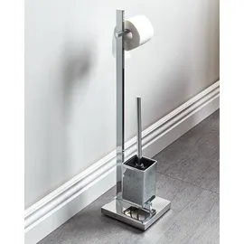 Beliani Toilettenpapierhalter mit Bürste Silber Stahl ULAPES