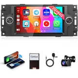 2G+64G Wireless Carplay Android 13 Autoradio für Jeep Compass Chrysler 300C PT Cruiser Dodge RAM 1500 2500 6.2 Zoll Autoradio mit Android Auto Navi GPS WIFI Mirror LInk Bluetooth FM/RDS Rückfahrkamera