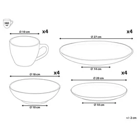 Beliani Sesame Tafelservice 16-tlg. hellgrau