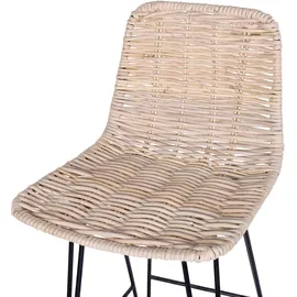 Beliani Barstuhl 2er Set mit Lehne Fußstützen Metallbeine Boho