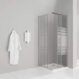 iflair DK77 Eckdusche mit Schiebetür rechts 90 x 90 cm Silber/Sicherheitsglas