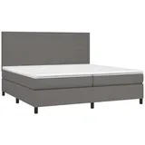 vidaXL Boxspringbett mit Matratze Grau 200x200 cm Kunstleder