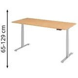 baselite elektrisch höhenverstellbarer Schreibtisch buche rechteckig, T-Fuß-Gestell silber 180,0 x 80,0 cm