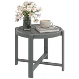 Outsunny Beistelltisch Gartentisch Rund wetterfest Aluminium Balkontisch mit Marmoroptik Campingtisch Kaffeetisch für Wohnzimmer Büro Outdoor Indoor Grau