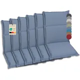 GO-DE Textil Bequeme und attraktive Polsterauflagen für Hochlehner-, Mittellehner- und Niederlehner-Gartenstühle (6er-Set, Uni Blau, Mittellehner)