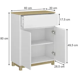 Vicco Midischrank Weiß, 60 x 80 cm mit Schublade