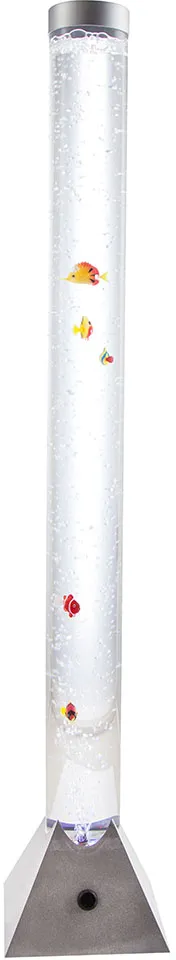 Stehleuchte Wassersäule Stehlampe Standleuchte Beistellleuchte, Farbwechslerfunktion Sprudelstärke Deko Fische, 12x LED, DxH 10x120cm