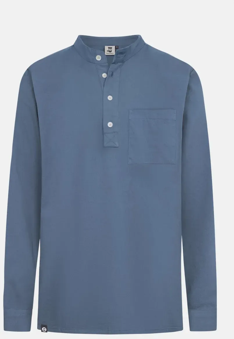 Hanseheld Fischerhemd Jeans Blau Uni GOTS Organic