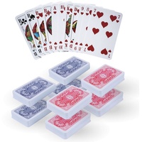 Bestlivings Spielesammlung, Gesellschaftsspiel 06671 Spielkarten, Kartenspiel 8 x 55 Blatt Profiqualität Rommé Bridge Canasta Poker Skat blau|bunt|rot