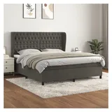 vidaXL Boxspringbett mit Matratze Dunkelgrau 180x200 cm Samt