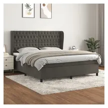 vidaXL Boxspringbett mit Matratze Dunkelgrau 180x200 cm Samt