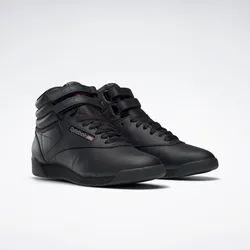 Sneaker REEBOK CLASSIC "Freestyle Hi", Gr. 38,5, schwarz (int, schwarz), Leder, retro, Schuhe