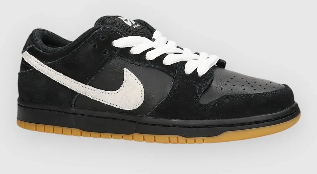 Nike SB Dunk Low Pro Skateschuhe blk / wht / blk / gum lt brown Gr. 8.5