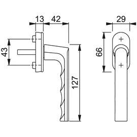 HOPPE Fenstergriff Hamburg 0700L/U26, Standard, oval,7/32-42,F9 Farbton: stahlfarbig