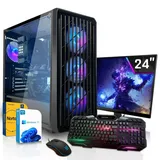 SYSTEMTREFF Gaming Komplett Set - Ryzen 5 5600 - Nvidia GeForce RTX 3050 6GB - 16GB - 256GB M.2 NVMe + 512GB SSD - 24 Zoll TFT - Desktop PC