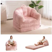 LuxusKollektion Schlafsofa Klappsofa Kunstfellstoff Schlafsessel Schlaffunktion Rosa Einzel rosa
