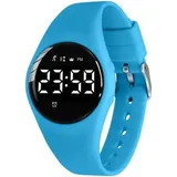 Digital Kinderuhr Jungen und Mädchen-Sports Outdoor Wasserdicht Armbanduhr mit LED-Licht,Wecker,Stoppuhr,Datum,Fitness Tracker Uhr mit Schrittzähler - Blau/Blau