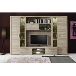 Wohnwand INOSIGN "Delhi", braun (eichefarben sägerau hell), Kastenmöbel-Sets, kompaktes klassisches Design