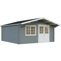 Palmako Gartenhaus Britta 22,3 m2 - 40 mm hellgrau/weiß
