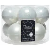 Kaemingk Schachtel mit 10 weißen Weihnachtskugeln ø 6 cm