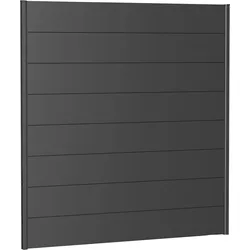 Sichtschutzelement BIOHORT, grau (dunkelgrau, metallic), H:182cm L:180cm, Stahlblech, Zaunelemente, 2 Führungsschienen mit 8 Metall-Paneelen, LxH: 180x182 cm