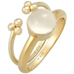 Elli PREMIUM Mondstein Rund Kugel Design 2er Set 925 Silber Ringe   Damen 