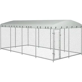 vidaXL Hundezwinger 7,6 x 3,8 x 2,3 m Stahl Grau