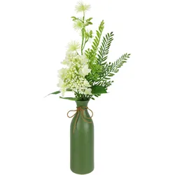 Kunstblume I.GE.A. "Arrangement Hortensie in Vase", weiß, B:20cm H:50cm L:15cm, Kunststoff, Kunstpflanzen, Zaubernuss Farn Hochzeitsdeko Dekoblumen Hochzeit Bouquet Blumenstrauß