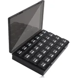 Tablettenbox 28 Tage, Happybase 4 Wochen Pillenbox Medikamentenbox, Monat Tablettendose Pillenbox, große Fächer, Medizin-Organizer für Vitamin-Organizer, Nahrungsergänzungsmittel, Fischöle (Schwarz)